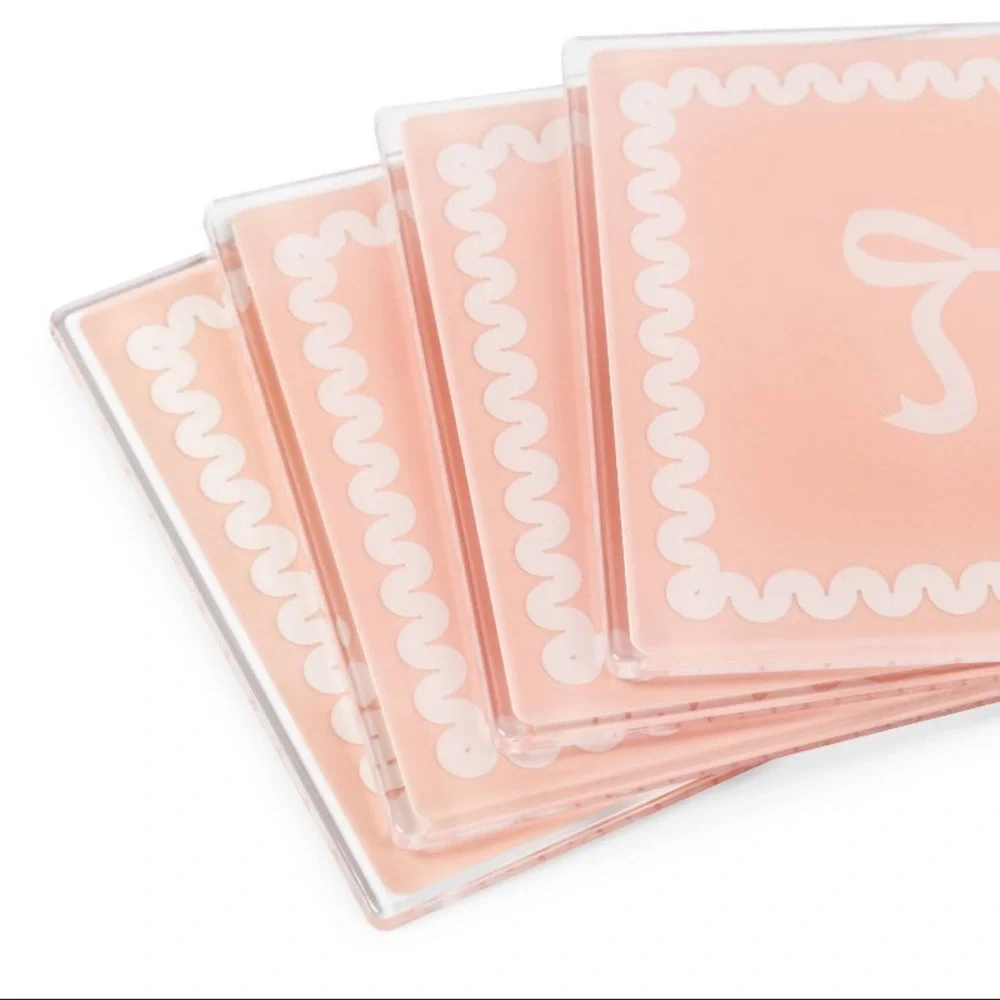 3 for $15 SALE Target Bullseye Coquette Pink & White Bow 4 Pack Coasters